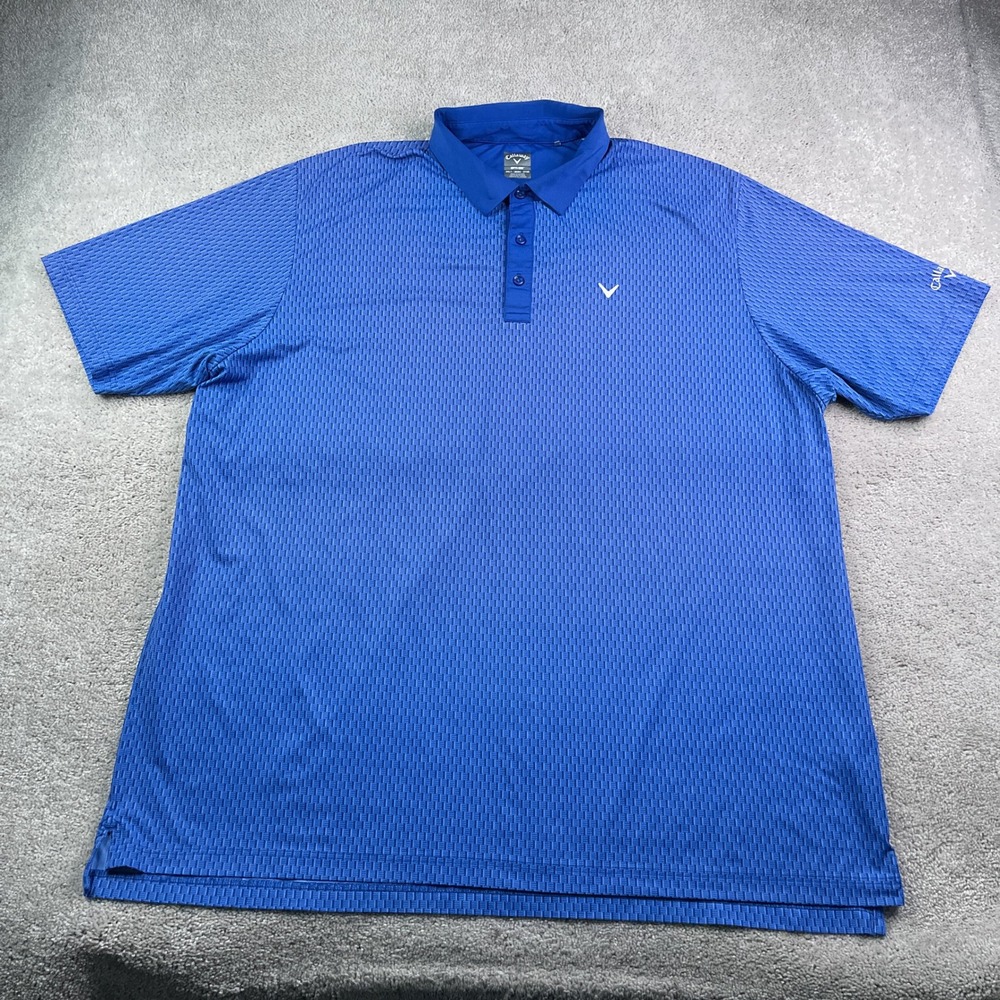 Callaway Polo Shirt Mens 3XL Tall Blue Geometric Opti Dri Golf Performance